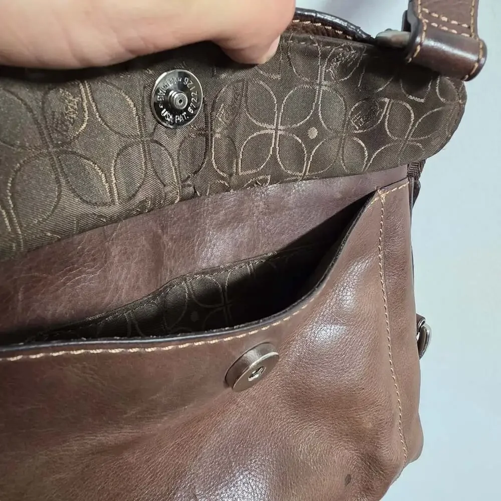Fossil Brown Leather Crossbody Shoulder Bag with Key Charm
